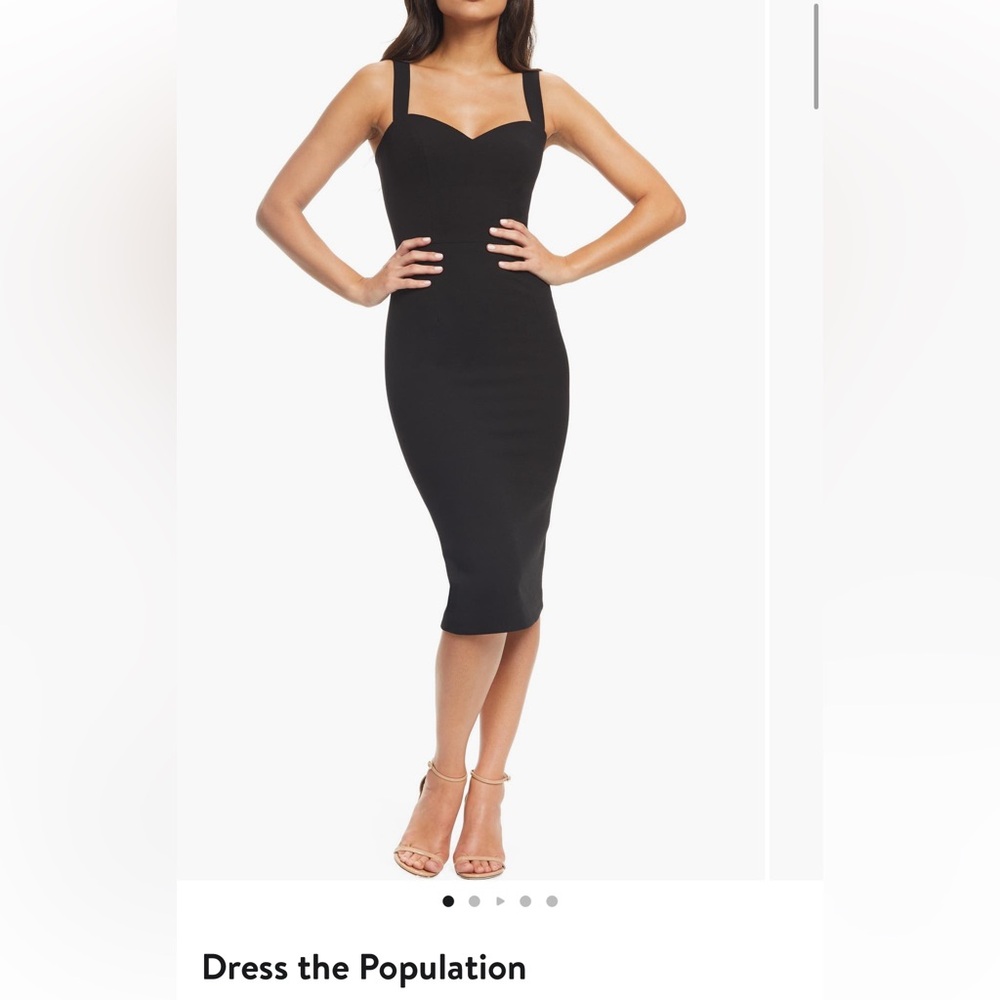 Dress The Population Black Nicole Sweetheart Neck Cocktail Dress